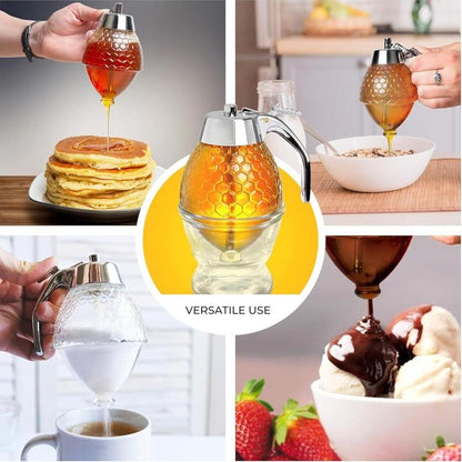 Easy-Pour Glass Honey Jar