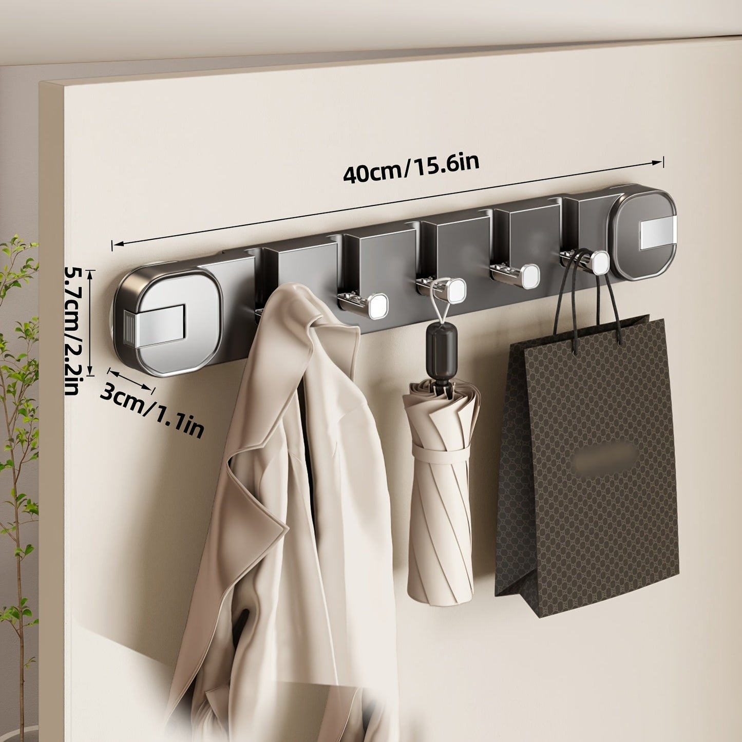 Easy Install Wall Mount 5 Hook Storage Rack