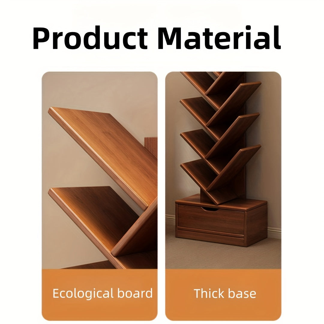 Tall Wooden Bookshelf - Compact Home Storage Unit