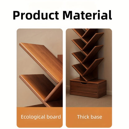 Tall Wooden Bookshelf - Compact Home Storage Unit