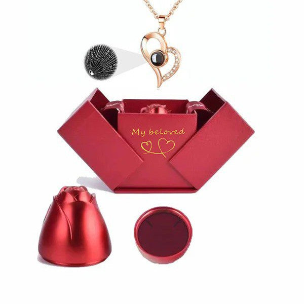 Romantic Heart Necklace with I Love You Message