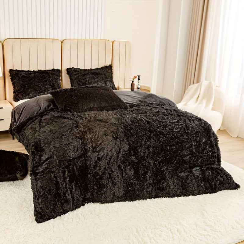 Cozy Fesara Plush Duvet Cover Set with Zipper