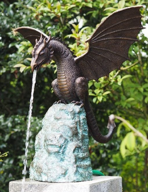 Detailed Dragon Statue Water Feature Fountain - Fesara