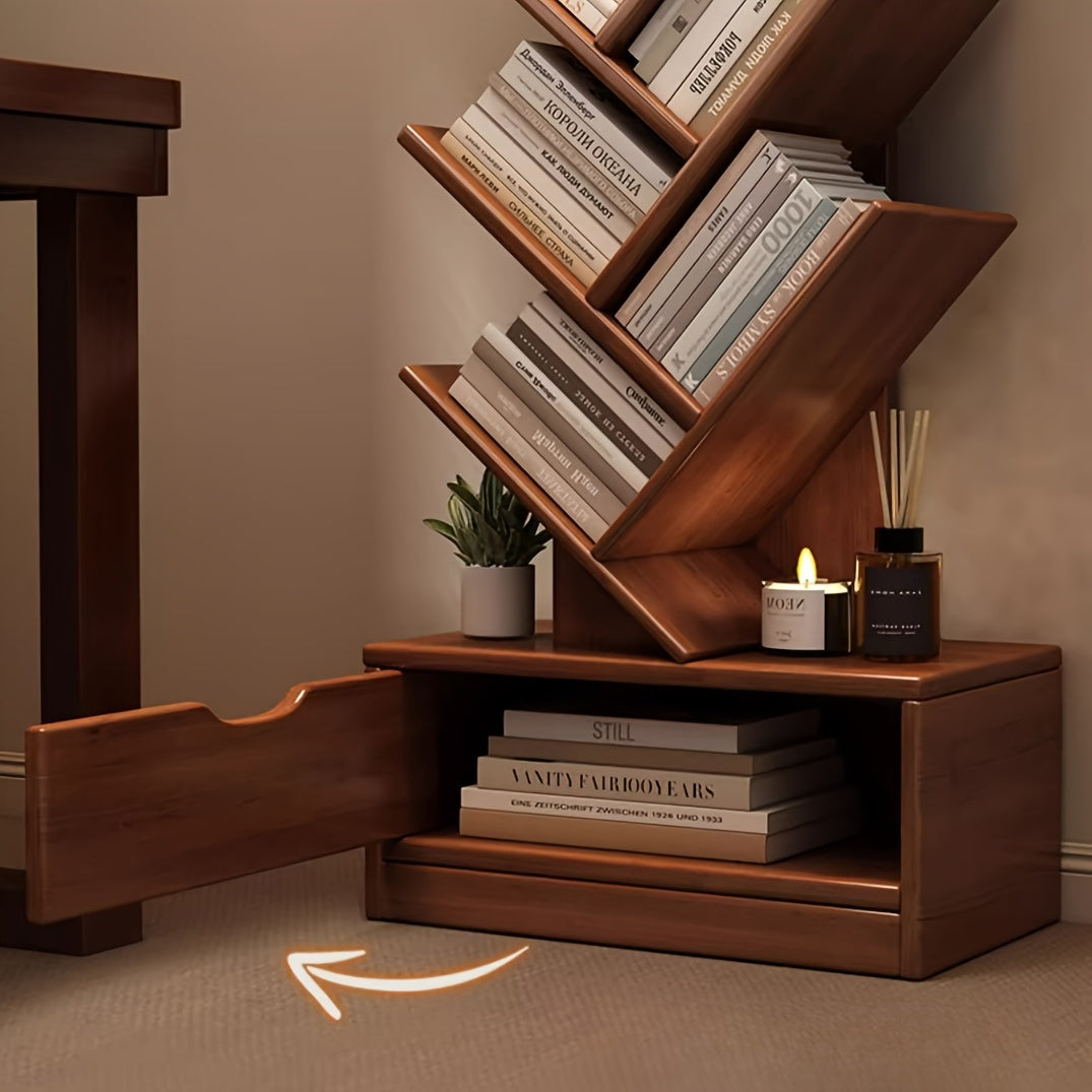 Tall Wooden Bookshelf - Compact Home Storage Unit