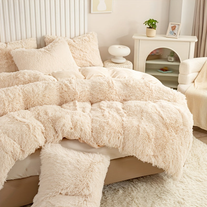 Cozy Fesara Plush Duvet Cover Set with Zipper