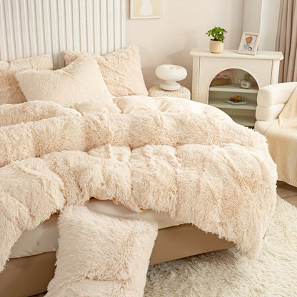Cozy Fesara Plush Duvet Cover Set with Zipper