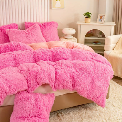 Cozy Fesara Plush Duvet Cover Set with Zipper