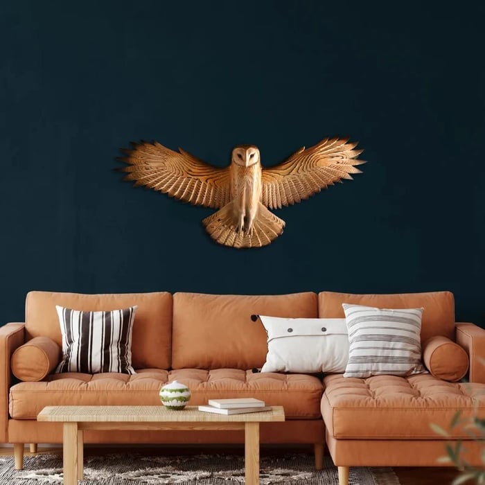 Rustic Wooden Owl Wall Art Decoration