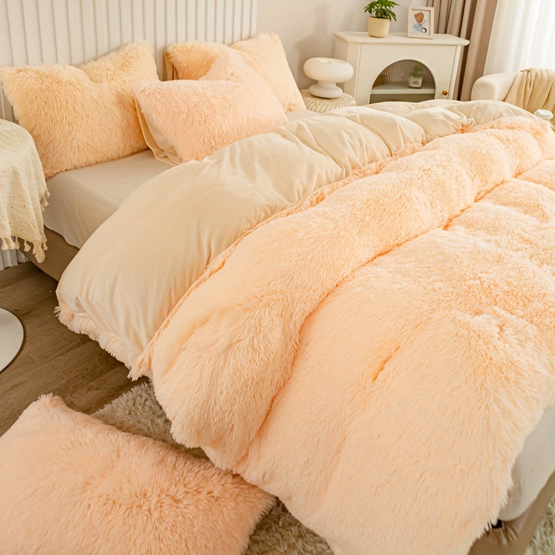 Cozy Fesara Plush Duvet Cover Set with Zipper