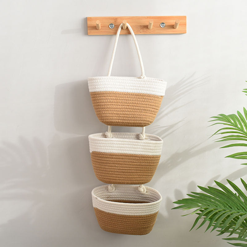 Natural Fiber 3-Tier Storage Basket