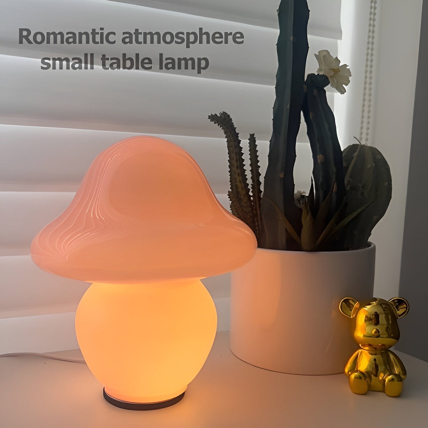 Beautiful Glass Mushroom Table Lamp
