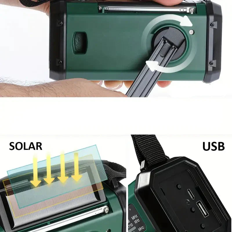 Portable Solar Radio with USB Charger and Flashlight