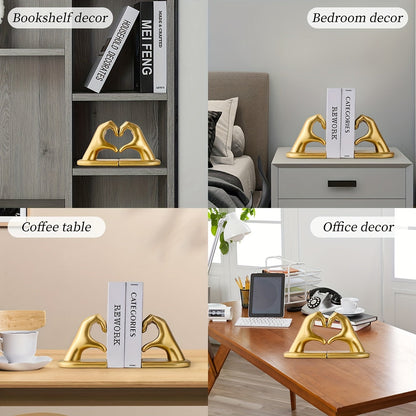 Elegant Heart Shaped Book Ends in Rose Gold