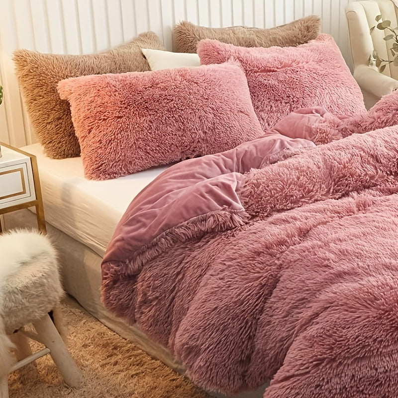 Cozy Fesara Plush Duvet Cover Set with Zipper