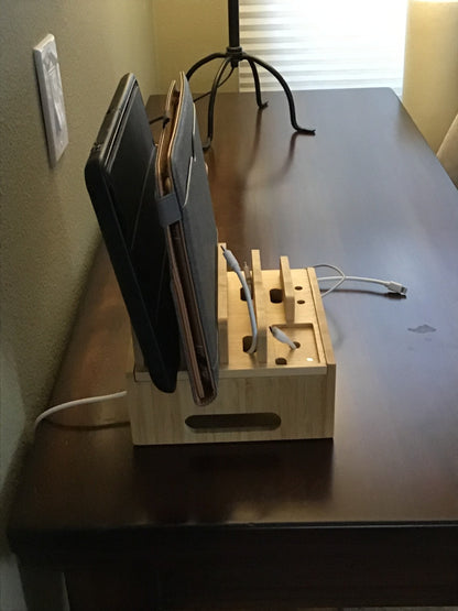 Eco Friendly Bamboo USB Charging Hub and Organizer