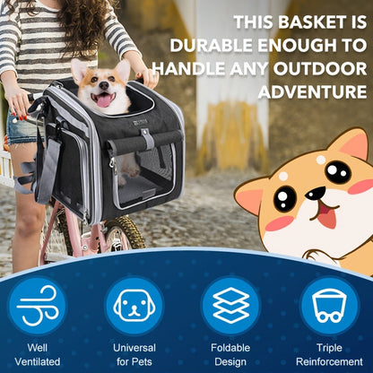 Large Pet Bike Carrier - Safe Bike Basket for Dogs Cats