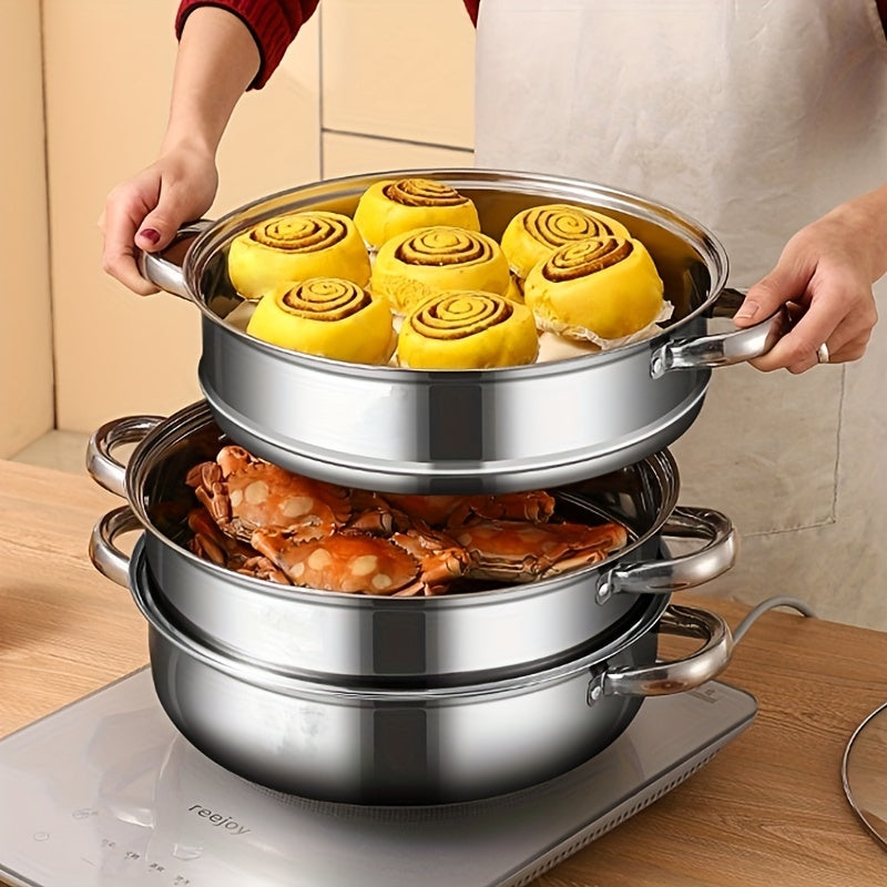 Easy 3-Layer Stainless Steel Food Steamer