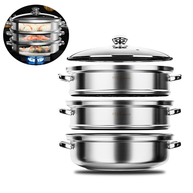 Easy 3-Layer Stainless Steel Food Steamer