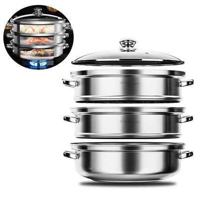 Easy 3-Layer Stainless Steel Food Steamer