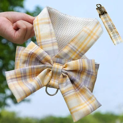 Cute Dog Harness with Adjustable Bow Tie