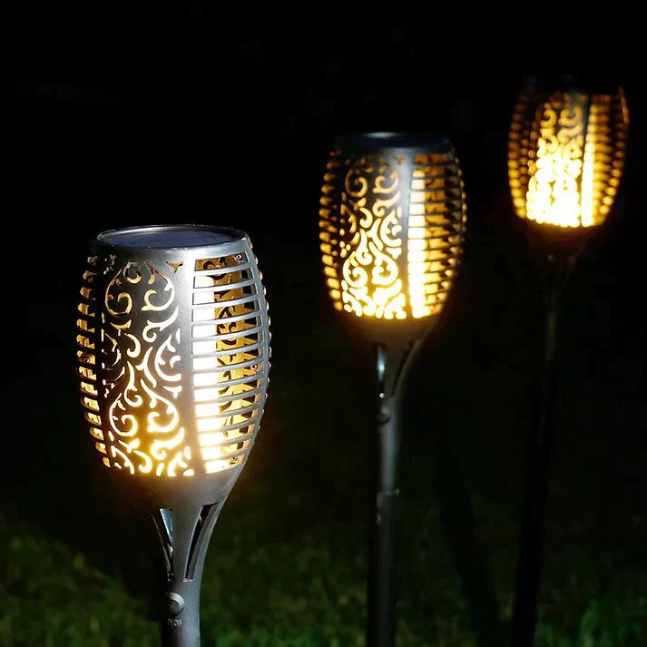Bright Outdoor Solar Lantern with Flickering Flame Effect