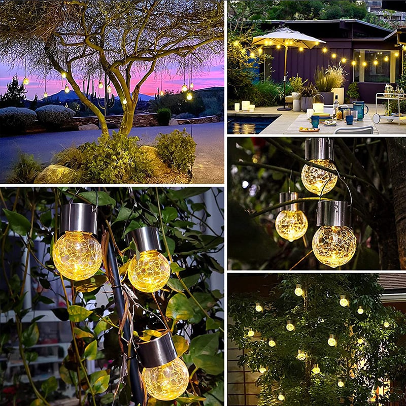 Colorful Cracked Glass Solar Pendant Light