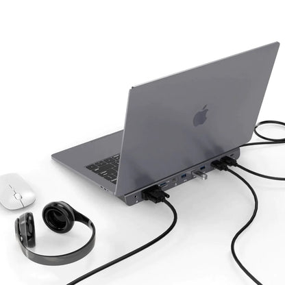 Compact USB-C Laptop Dock with HDMI and Ethernet Ports