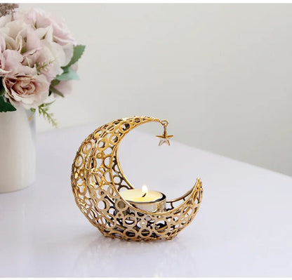 Luxurious Metal Crescent Moon Tea Light Holders