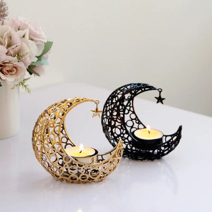 Luxurious Metal Crescent Moon Tea Light Holders