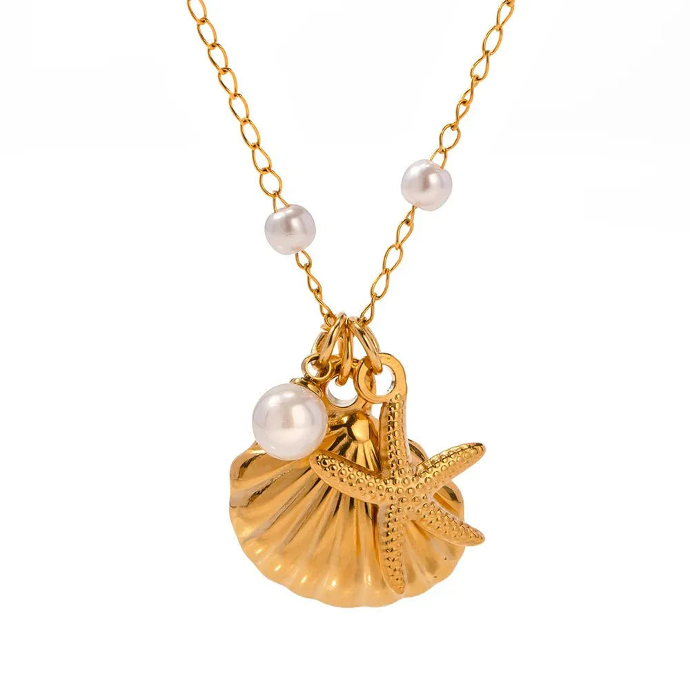 Delicate White Pearl Shell Pendant Necklace