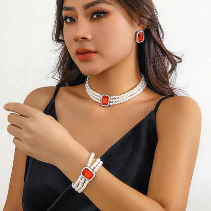 Luxurious Pearl and Diamond Jewelry Set