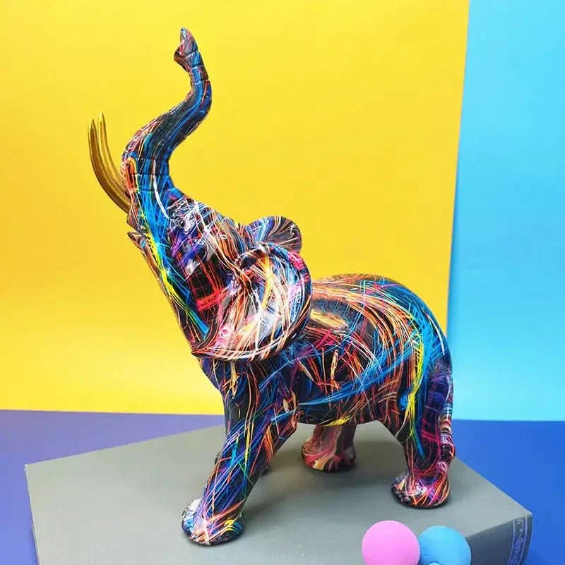 Vibrant Artistic Elephant Statue for Home Decoration