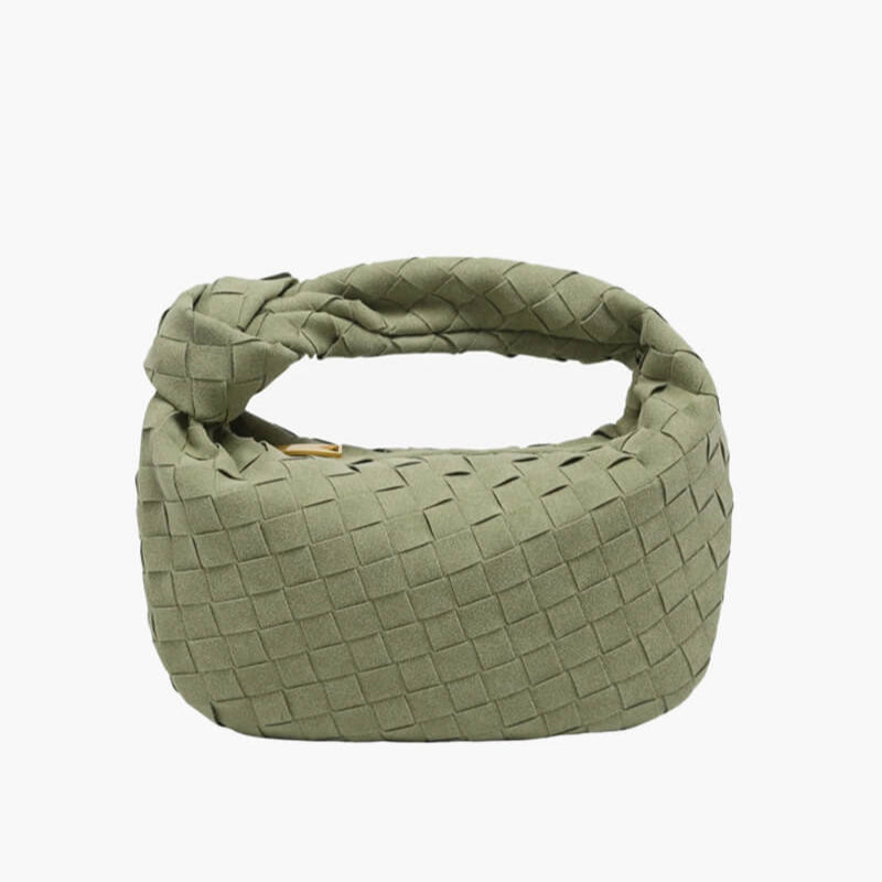 Small Luxury Suede Crossbody Bag with Gold Details