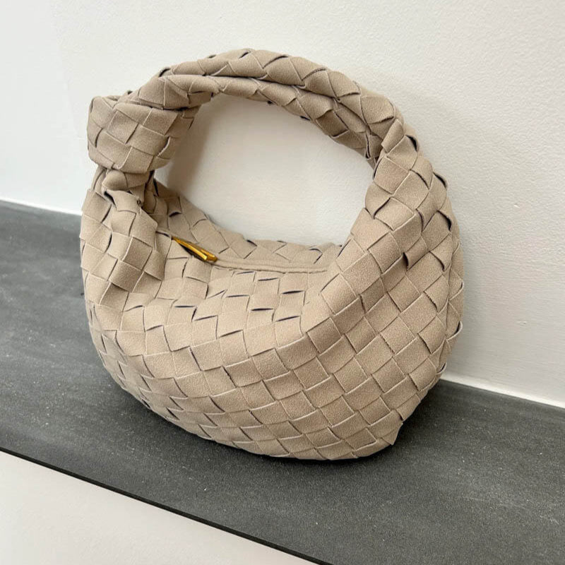 Small Luxury Suede Crossbody Bag with Gold Details