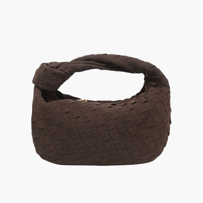 Small Luxury Suede Crossbody Bag with Gold Details - Fesara
