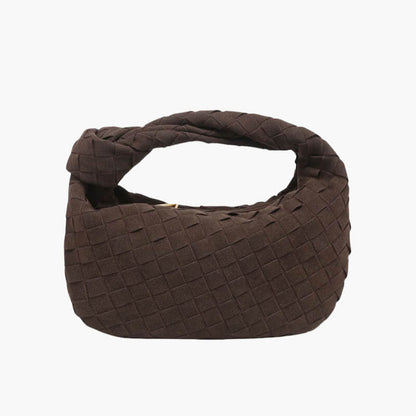 Small Luxury Suede Crossbody Bag with Gold Details - Fesara