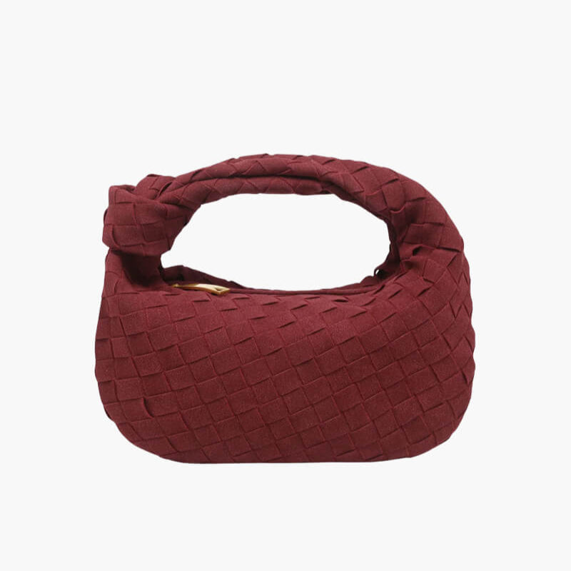 Small Luxury Suede Crossbody Bag with Gold Details