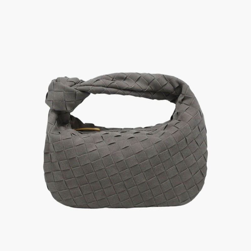 Small Luxury Suede Crossbody Bag with Gold Details