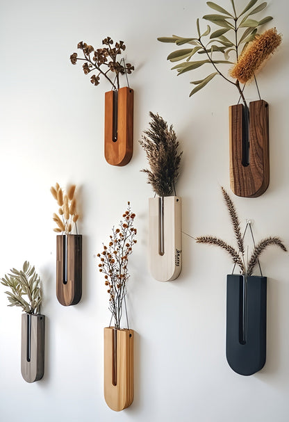 Natural Wood Floral Wall Decor Set - Fesara