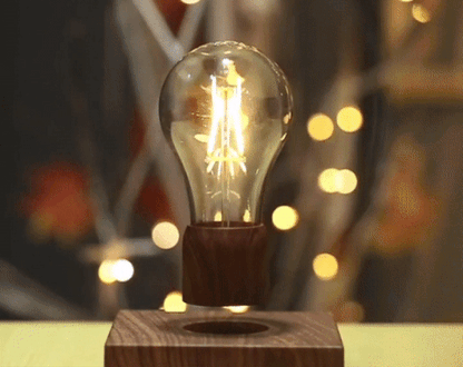 Unique Floating LED Desk Light with Wood Stand - Fesara