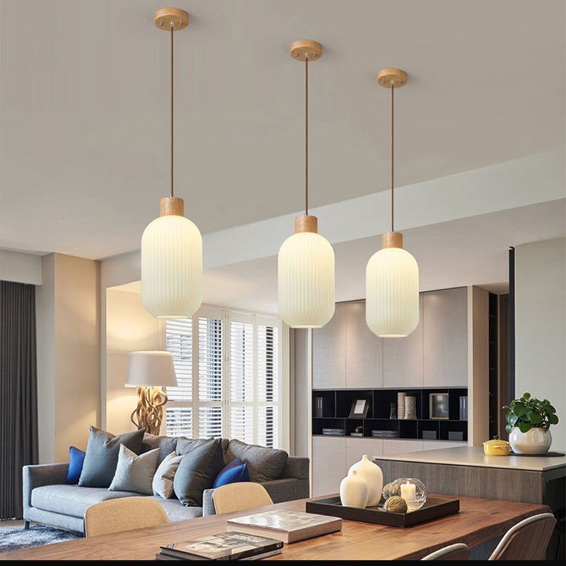 Rustic Wooden Glass Hanging Light
