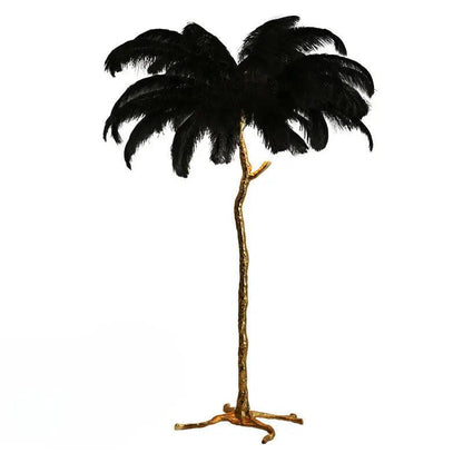 Tall Natural Feather Floor Lamp