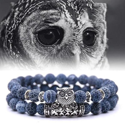 Boho Owl Beaded Stone Wristband - Fesara