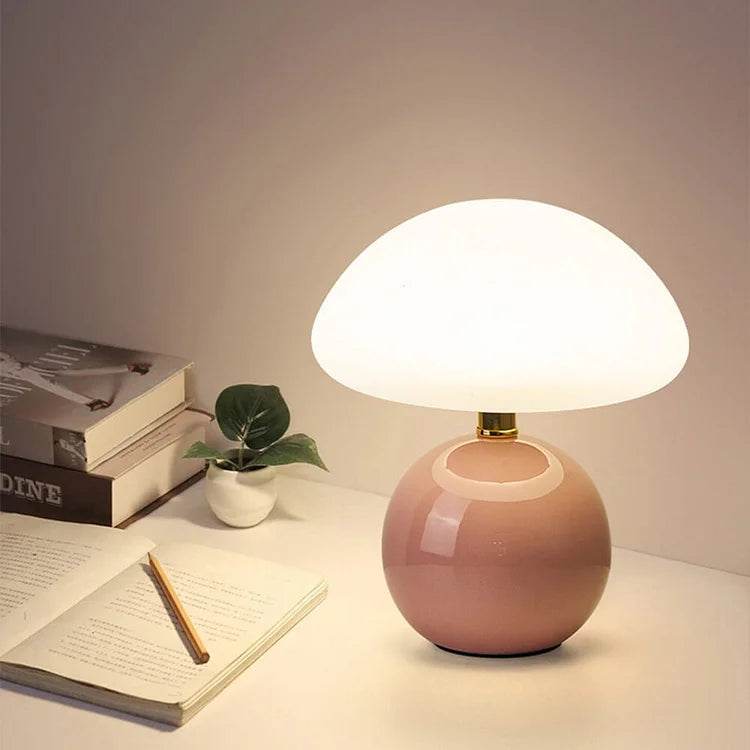 Rustic Mushroom Table Lamp - Warm Cream Bedroom Light
