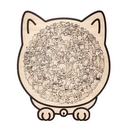 Charming Wooden Kitty Jigsaw Puzzle Set