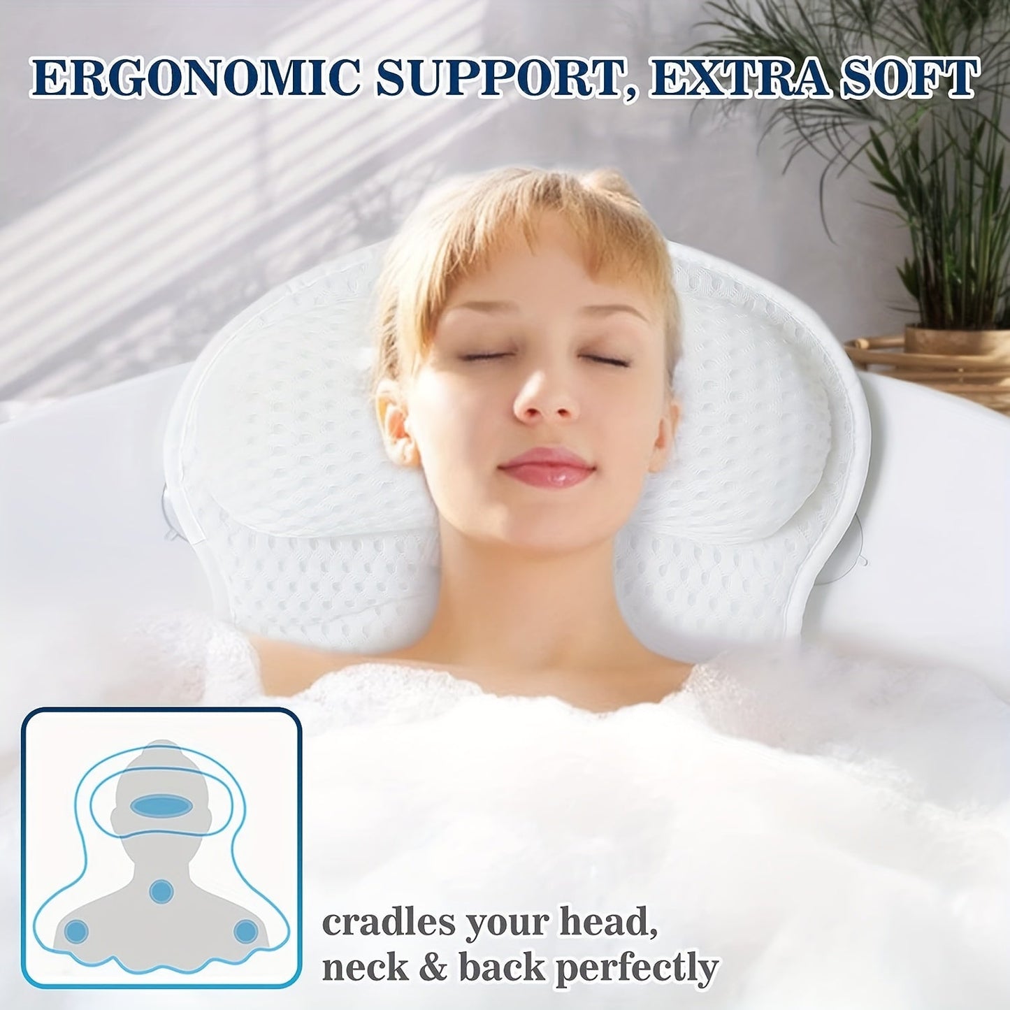Soft Bath Pillow with Neck and Back Support