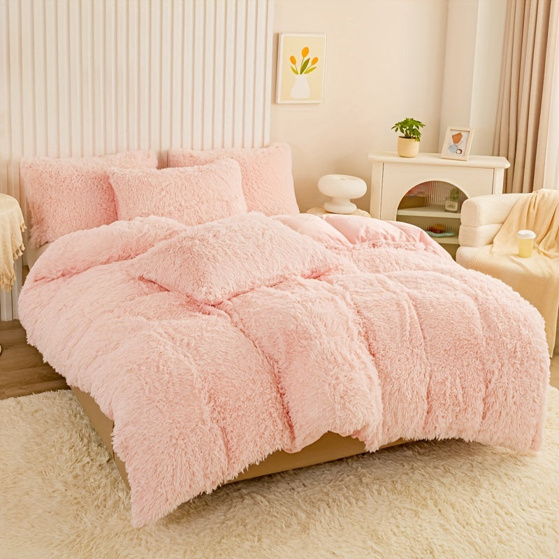 Cozy Fesara Plush Duvet Cover Set with Zipper