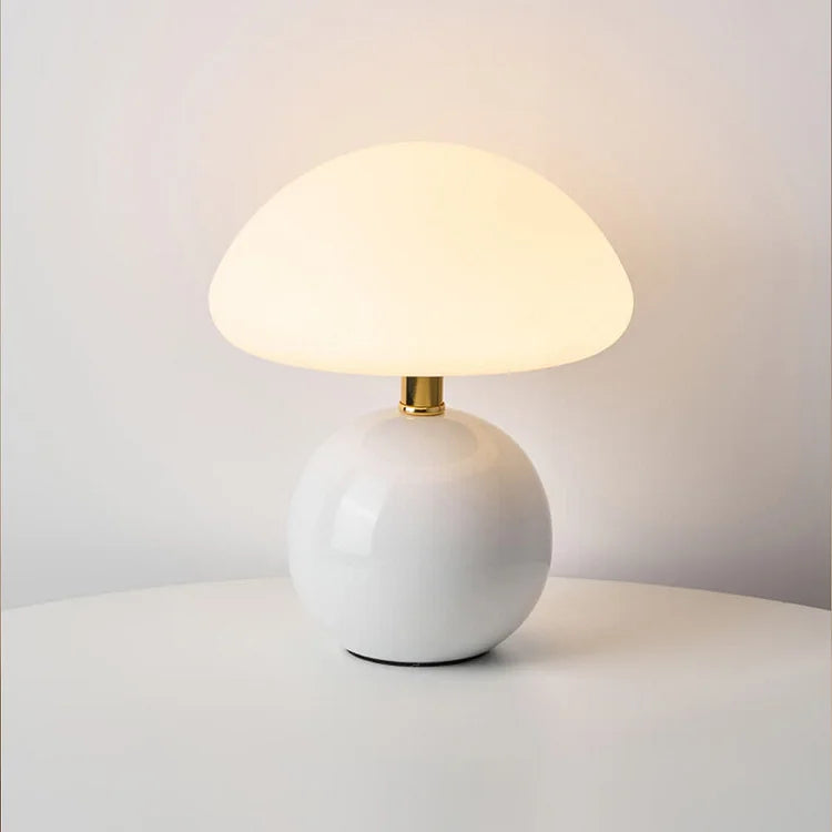 Rustic Mushroom Table Lamp - Warm Cream Bedroom Light