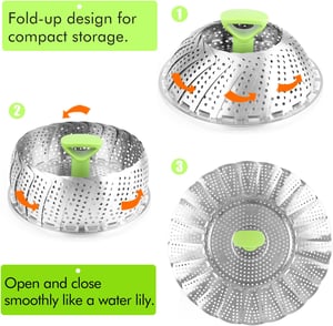 Compact Folding Metal Steamer Basket