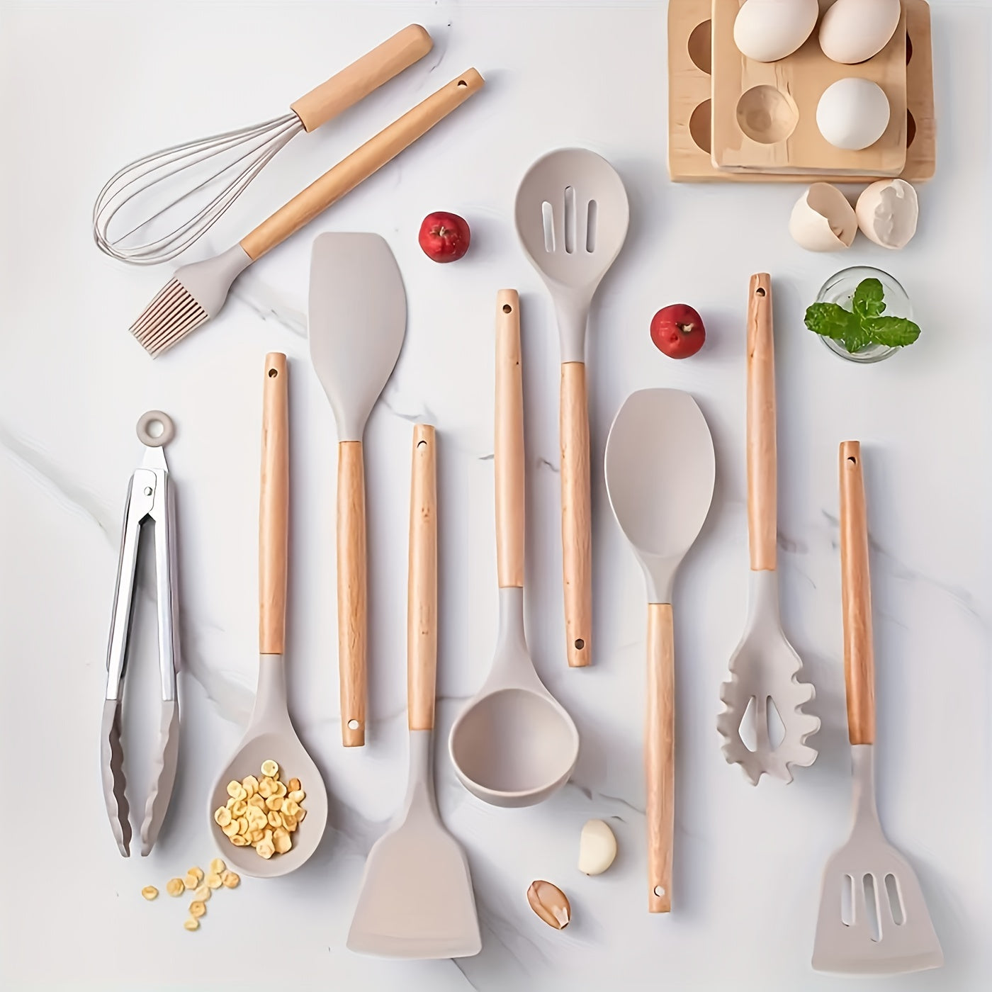 Durable Silicone Kitchen Utensil Set - Heatproof and Non Stick